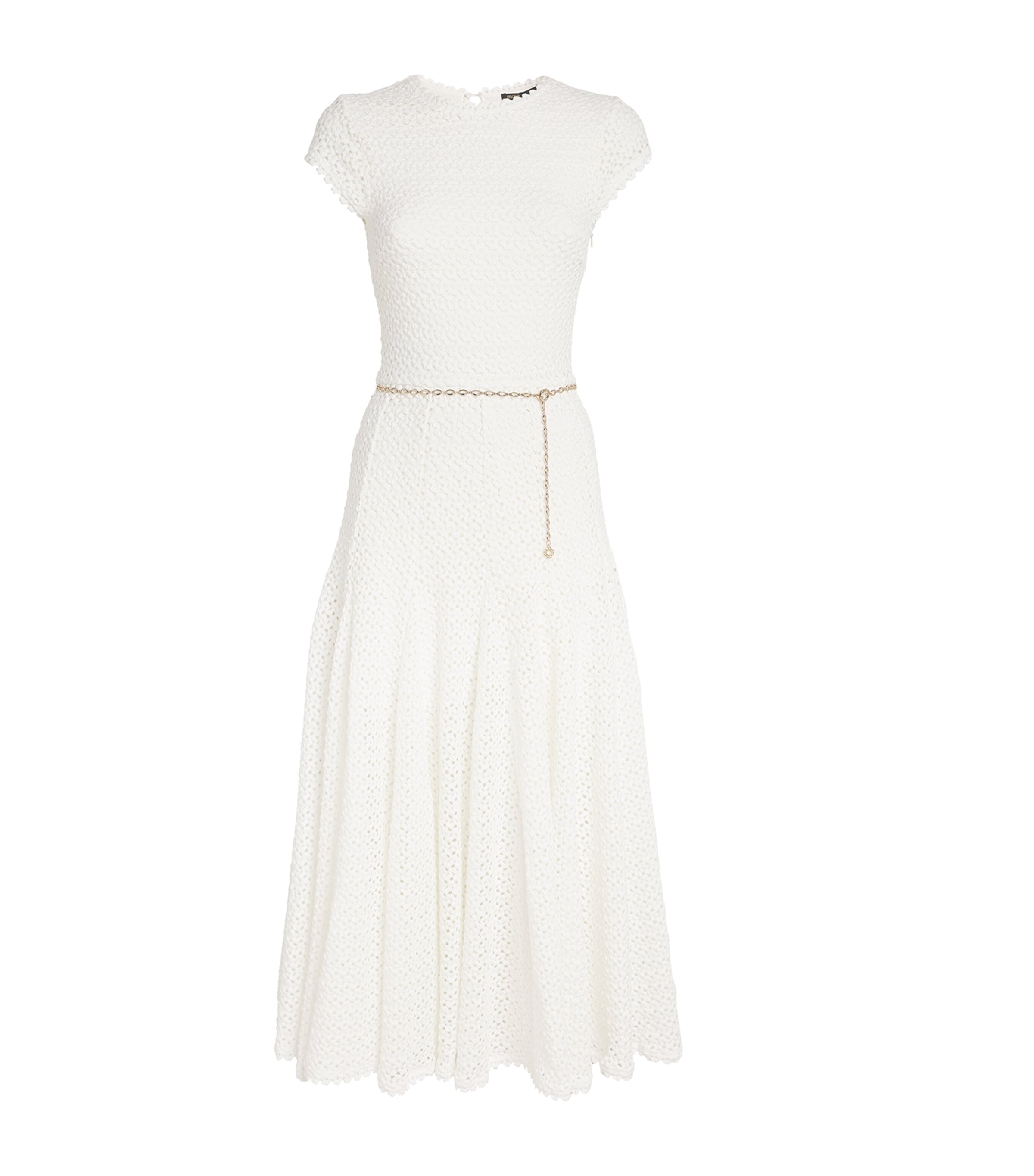 Maje Crochet Midi Dress In White