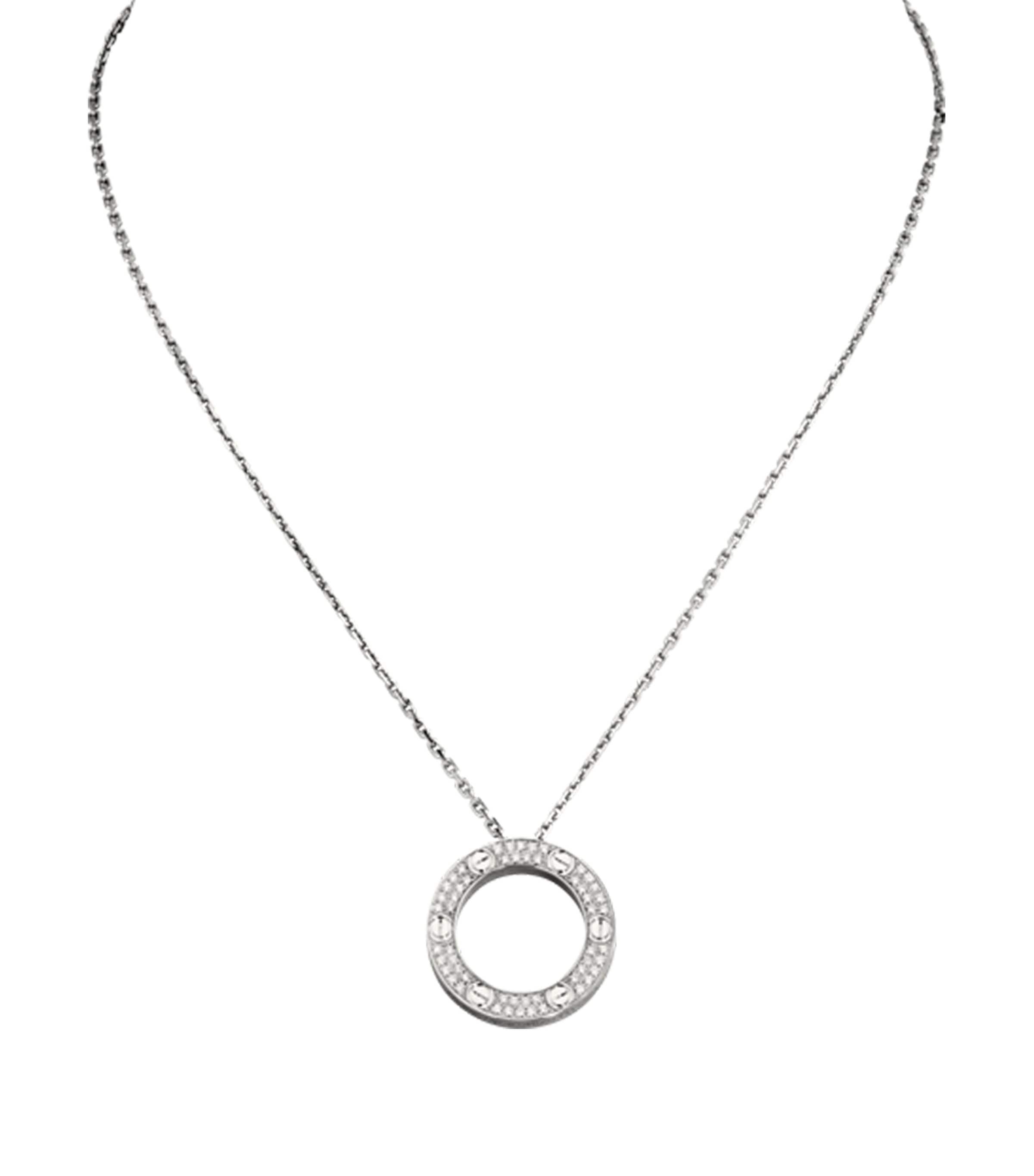 White Gold and Diamond LOVE Necklace WHITE GOLD Image 5
