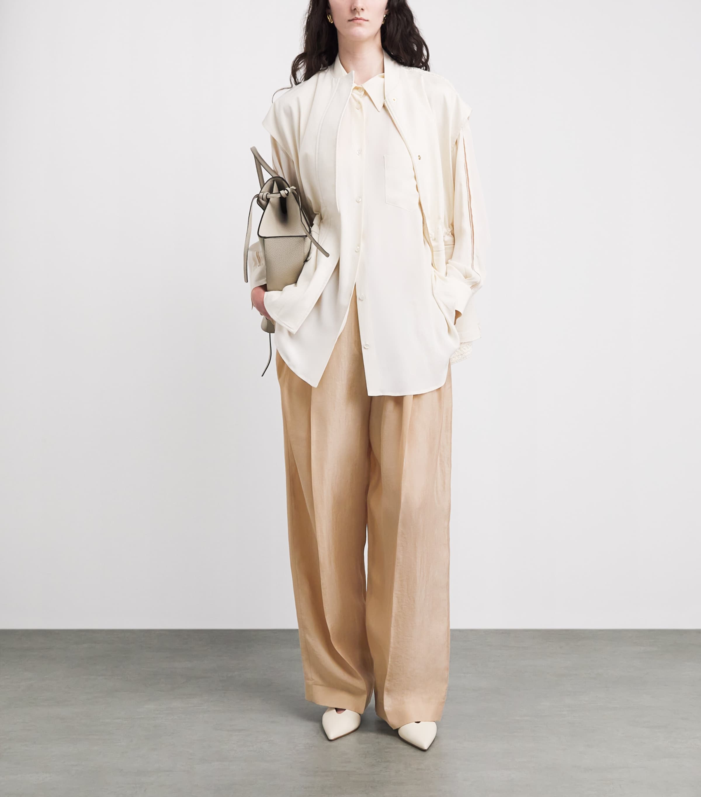 Fabiana Filippi Womens Pleated Wide-Leg Chinos Acero Image 2