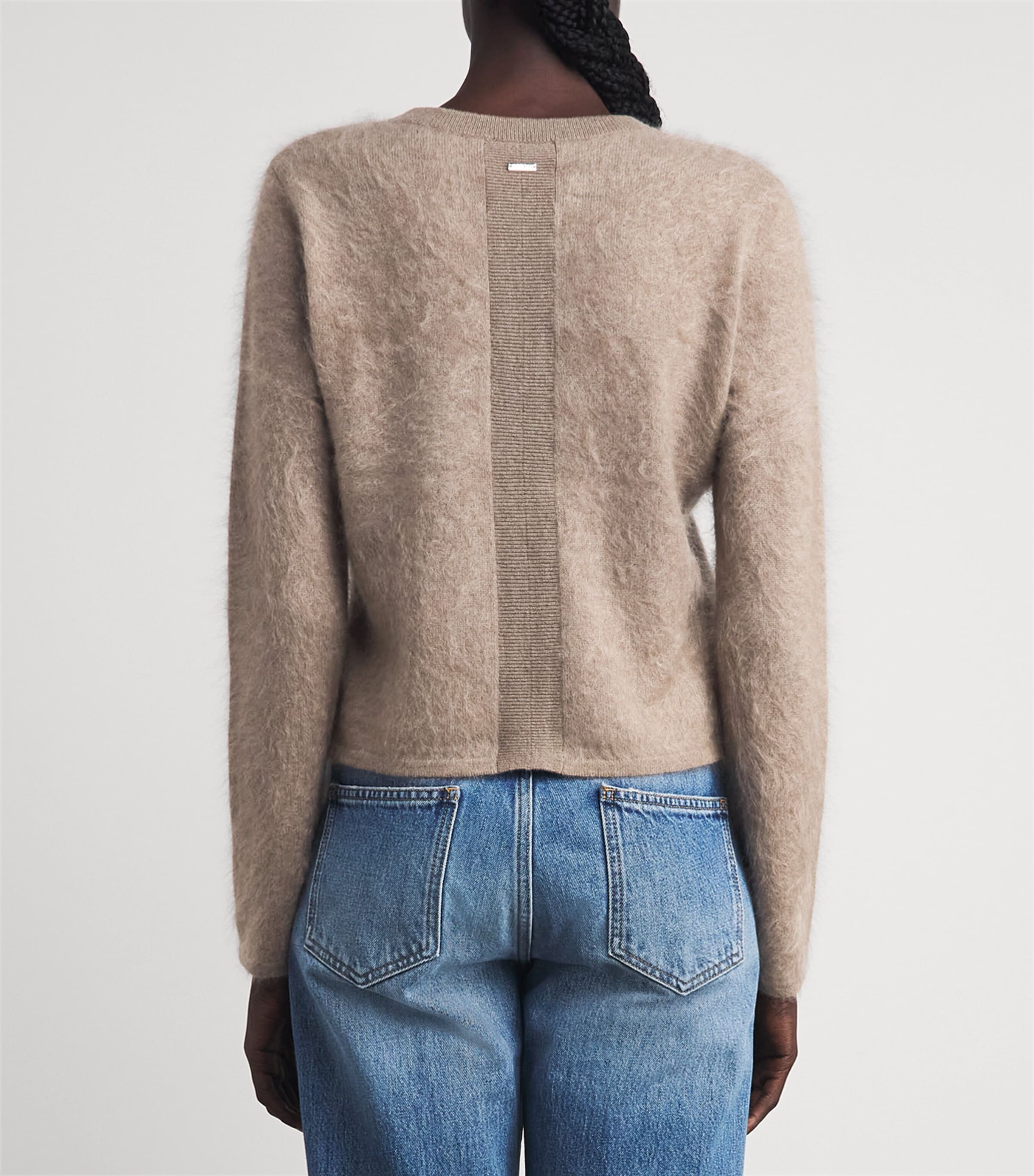 Toccin Womens Cashmere Mariah Cardigan Taupe Melange Image 5