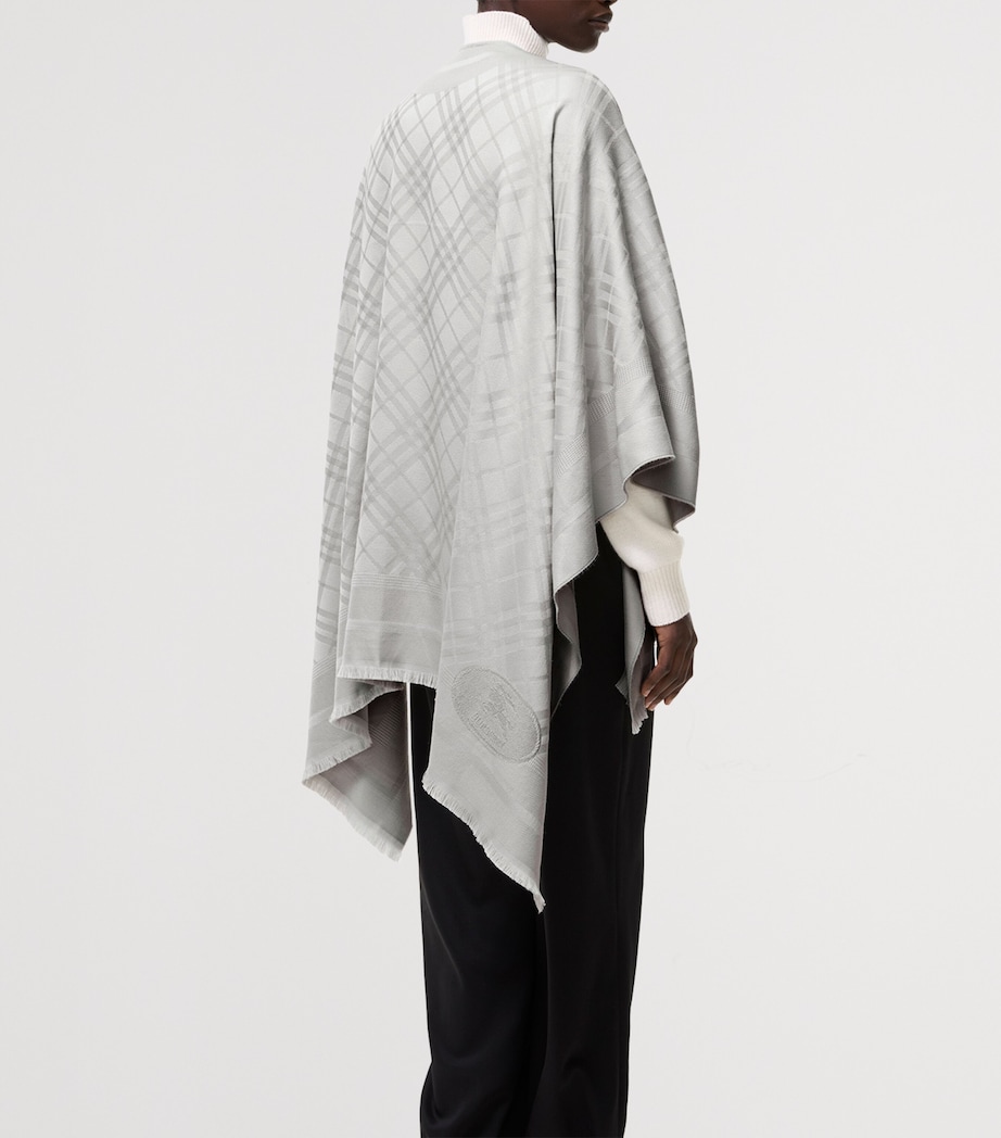 Burberry Wool-Cashmere Check Cape Pigeon Grey Image 3
