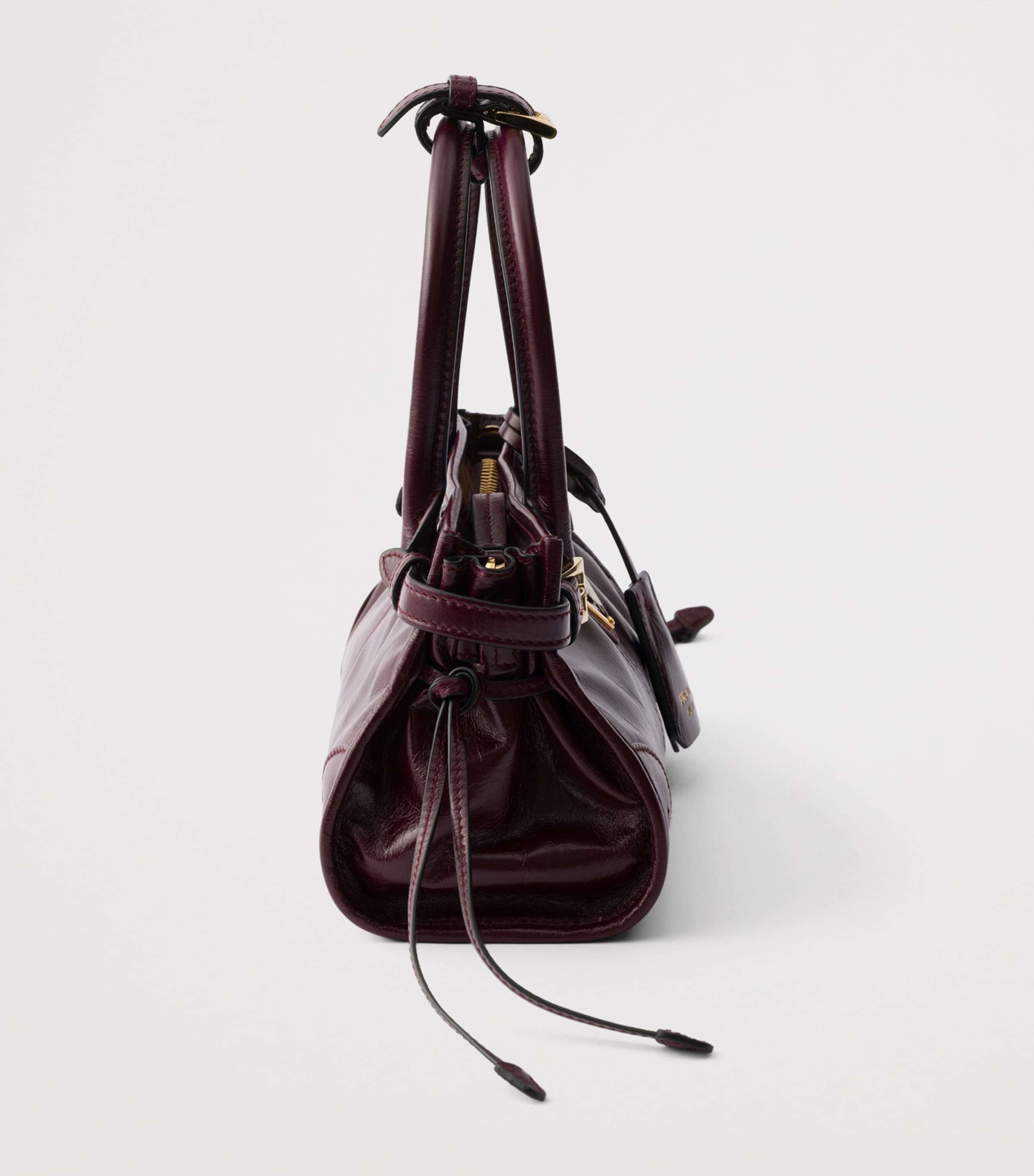 Prada Mini Leather Bonnie Shoulder Bag Burgundy Image 5
