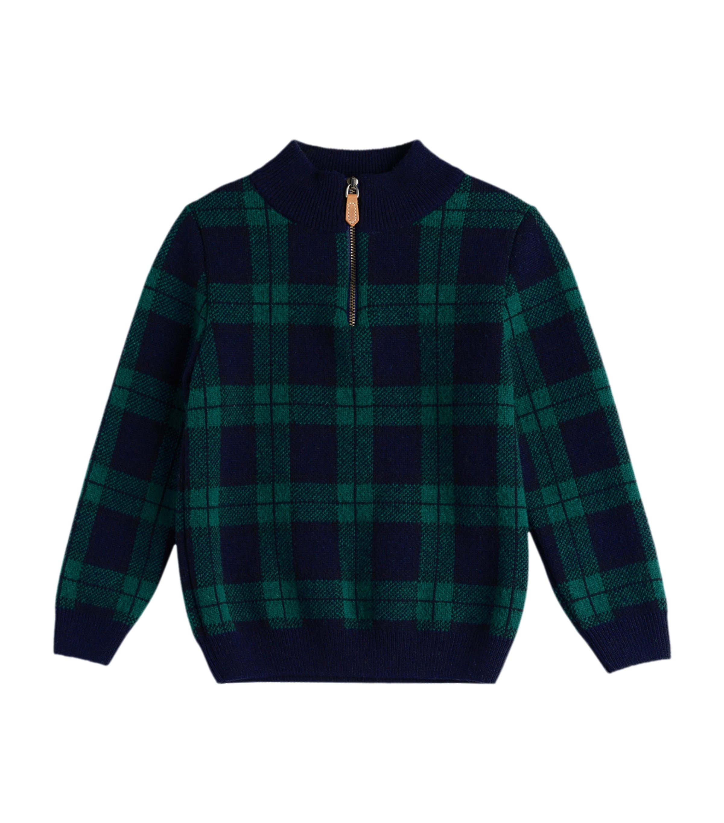 Shop Trotters Wool-blend Tartan Donald Sweater In Navy