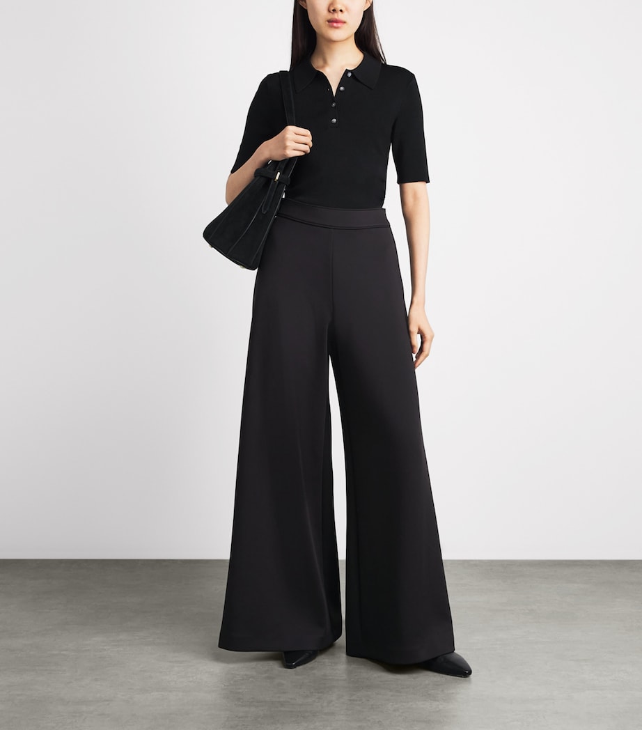 MM Womens Jersey Wide-Leg Trousers Black Image 2