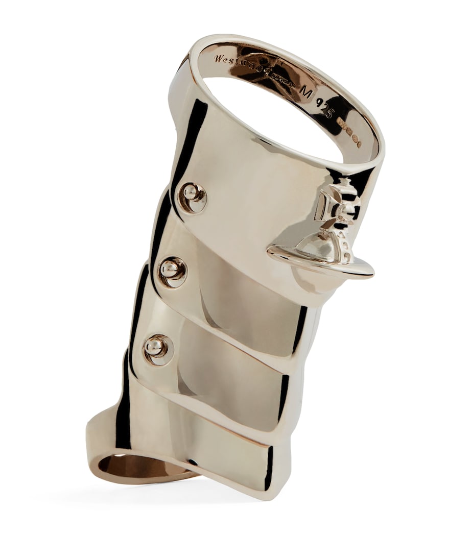 Sterling Silver Armour Ring P019-PLATINUM Image 1
