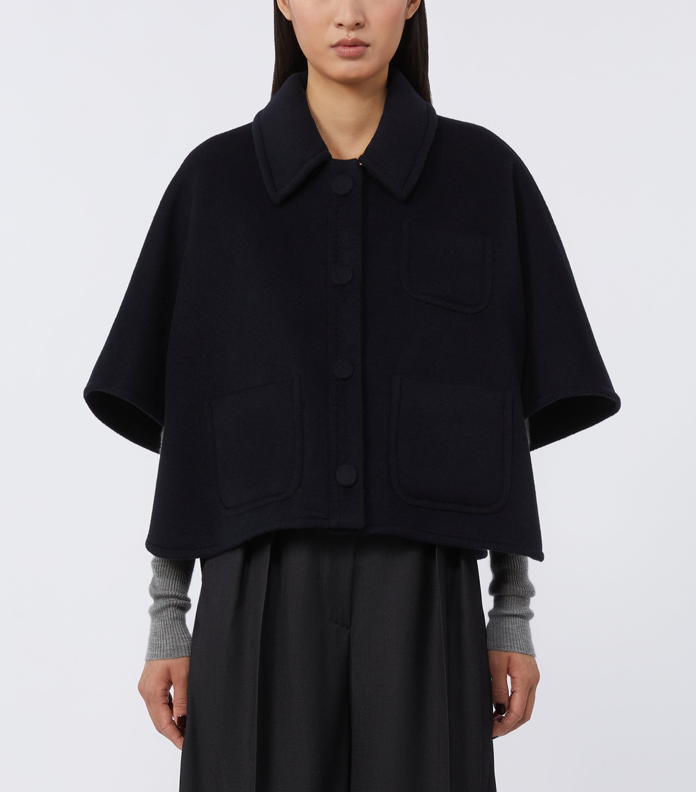 Cashmere Patch-Pocket Cape ULTRAMARINE Image 3