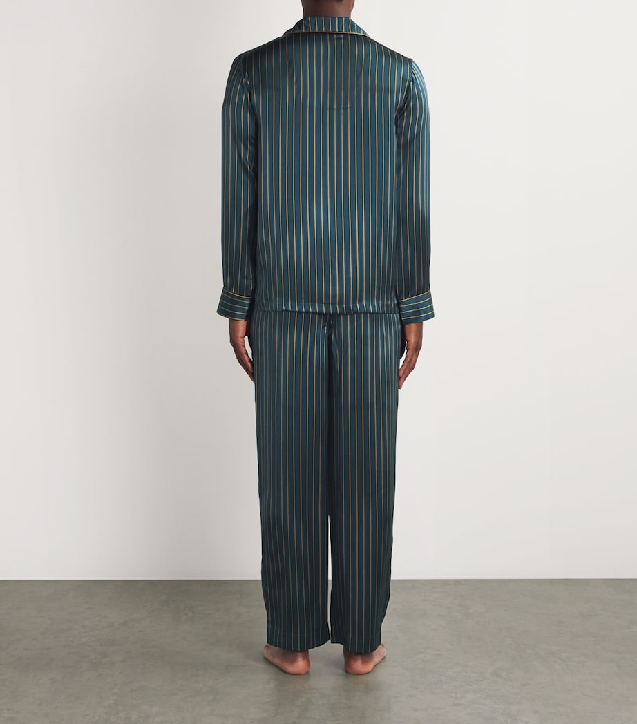 Derek Rose Mens Silk Brindisi Pyjama Set Green Image 3