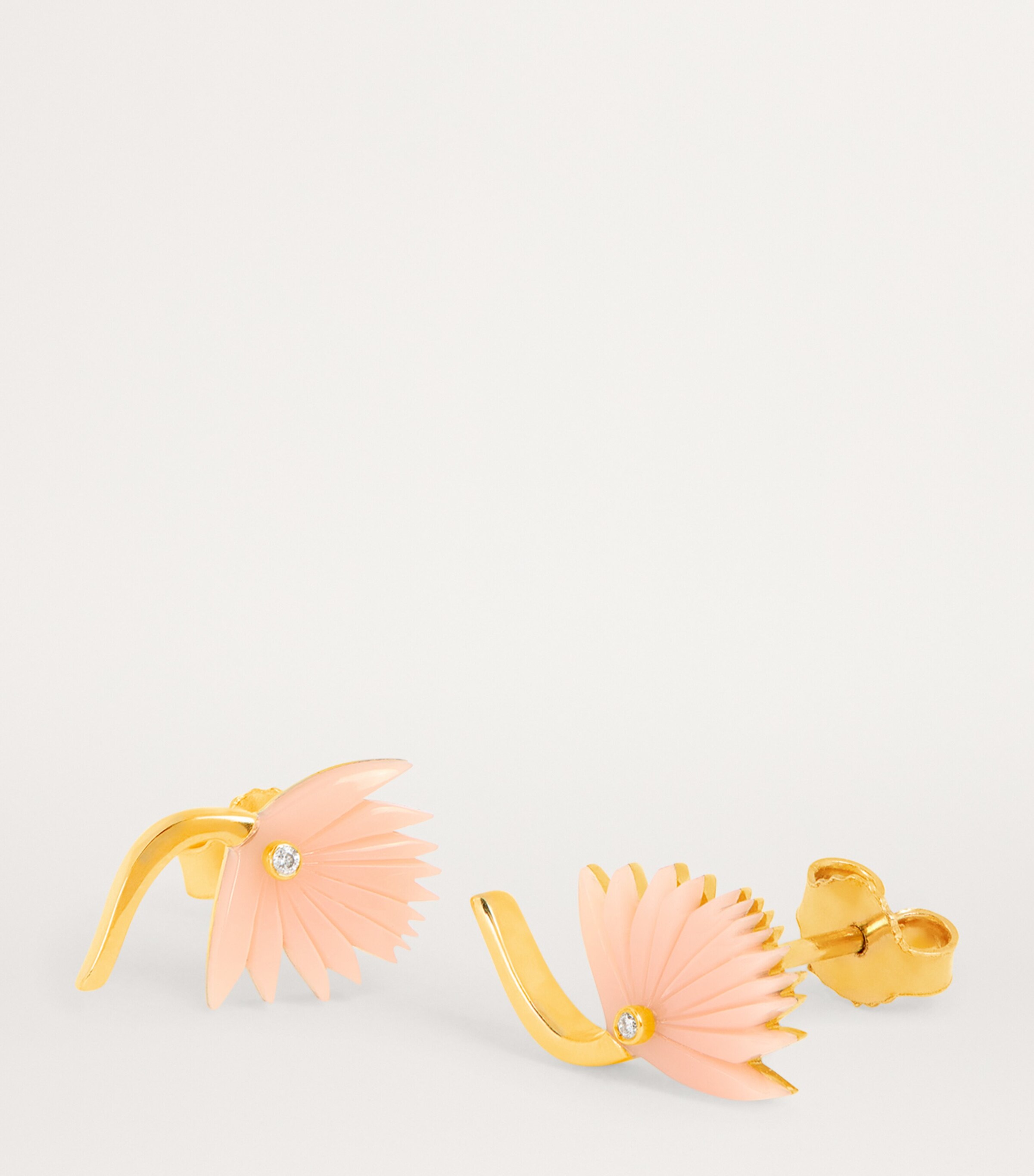 L'ATELIER NAWBAR Yellow Gold, Diamond and Pink Coral Psychedeliah Earrings Yellow Gold Image 6
