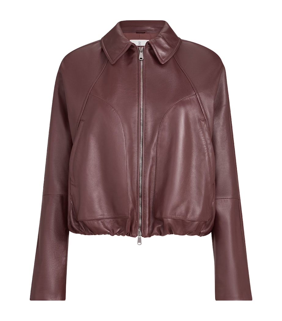 Brunello Cucinelli Womens Nappa Leather Jacket Ruby Red Image 1