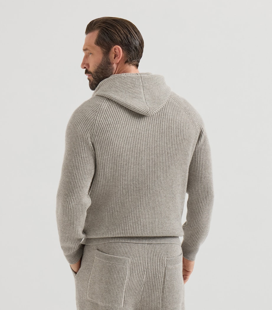 Brunello Cucinelli Mens Cashmere Rib-Knit Zip-Up Cardigan Image 3