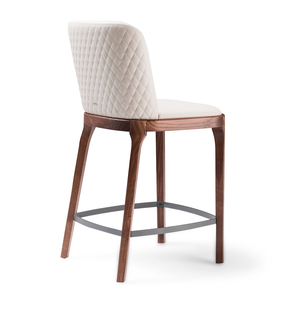 Walnut and Leather Magda Couture Stool CANALETTO WALNUT Image 2