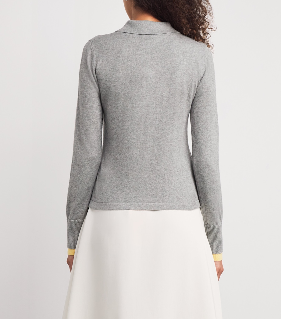 Cotton-Cashmere Polo Sweater MELANGE GREY Image 4