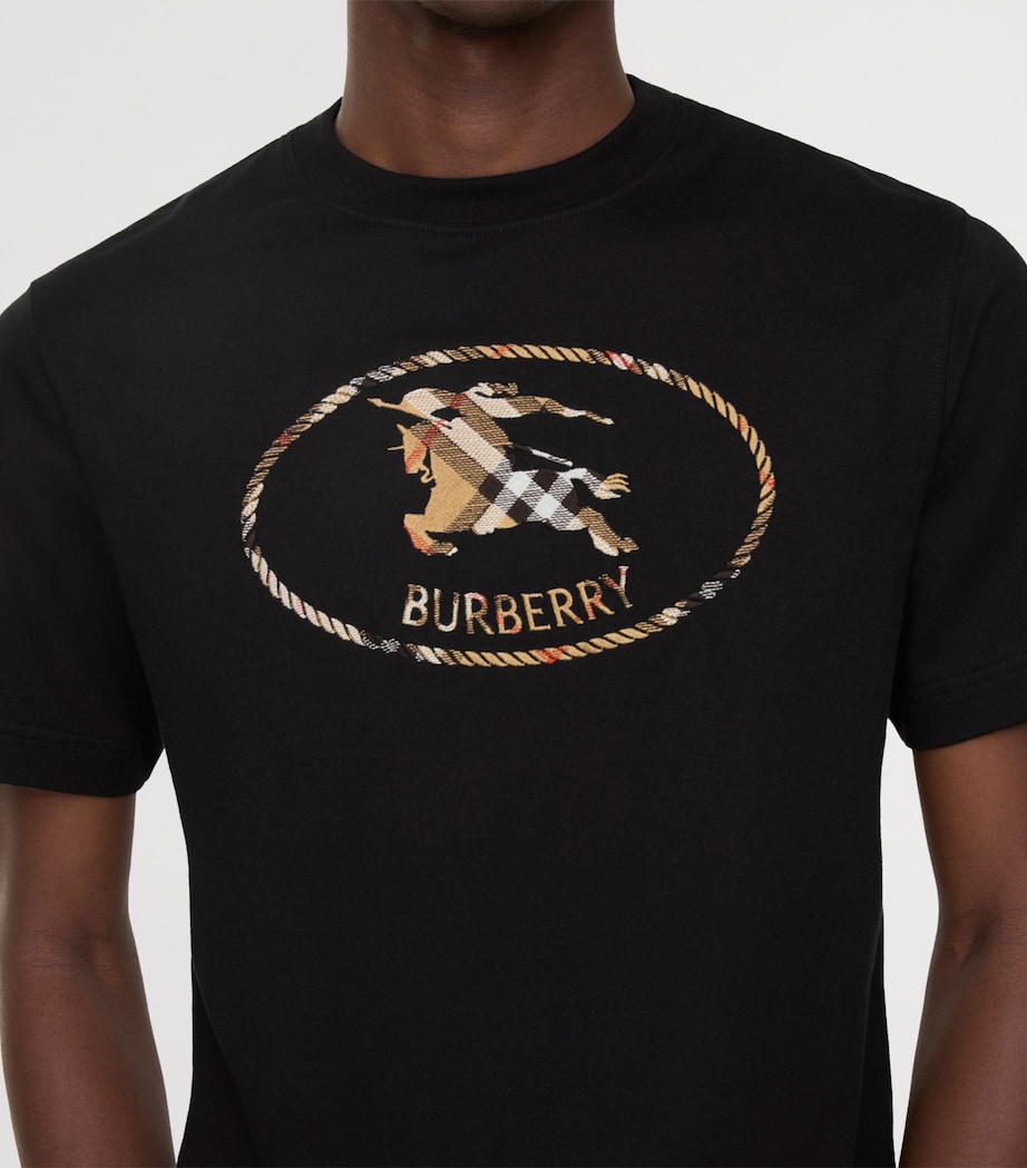 Burberry Mens Check EKD Embroidered T-Shirt Black Image 3