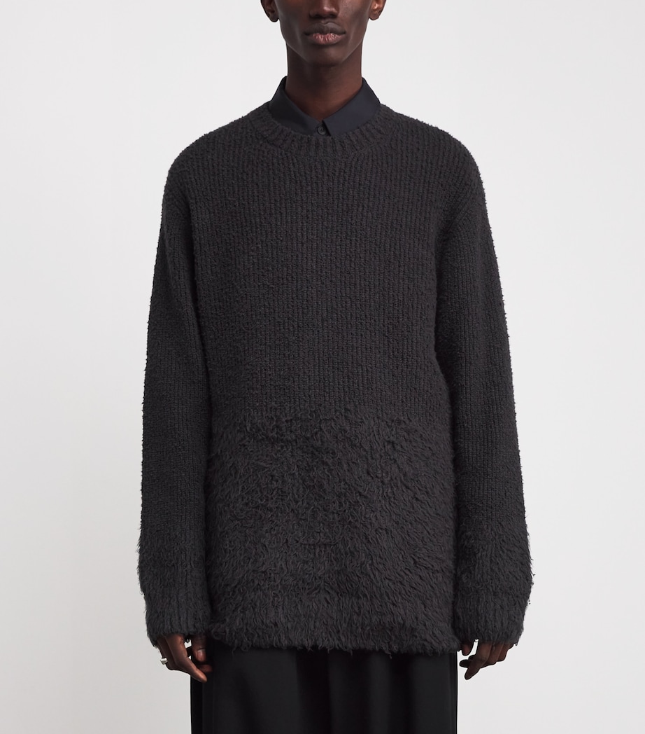 Wool Distressed Graduation Sweater CHARCOAL Image 3