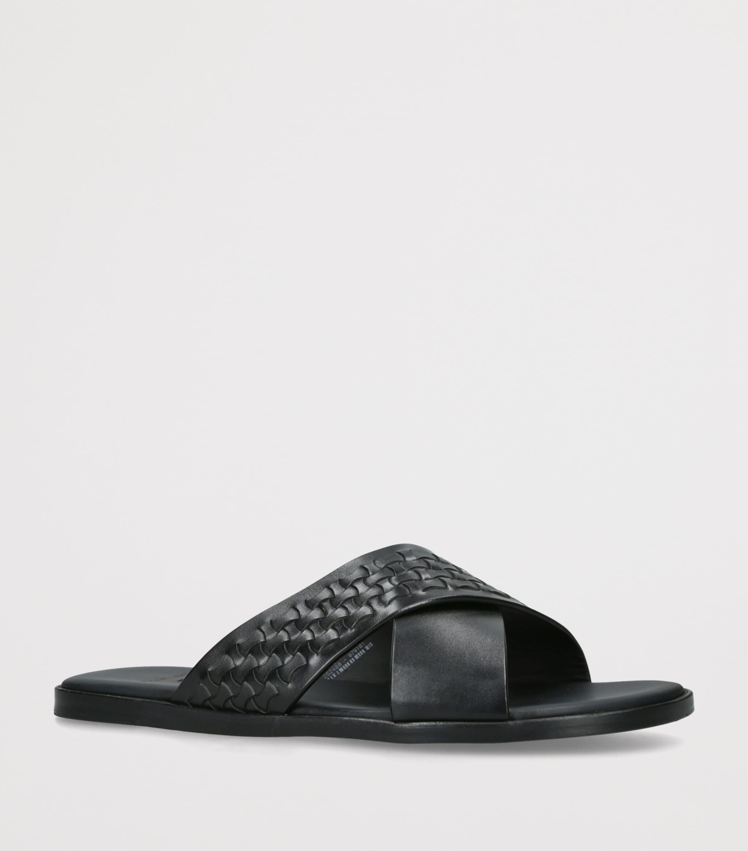 Magnanni Woven Leather Cross Sandals Black Image 3