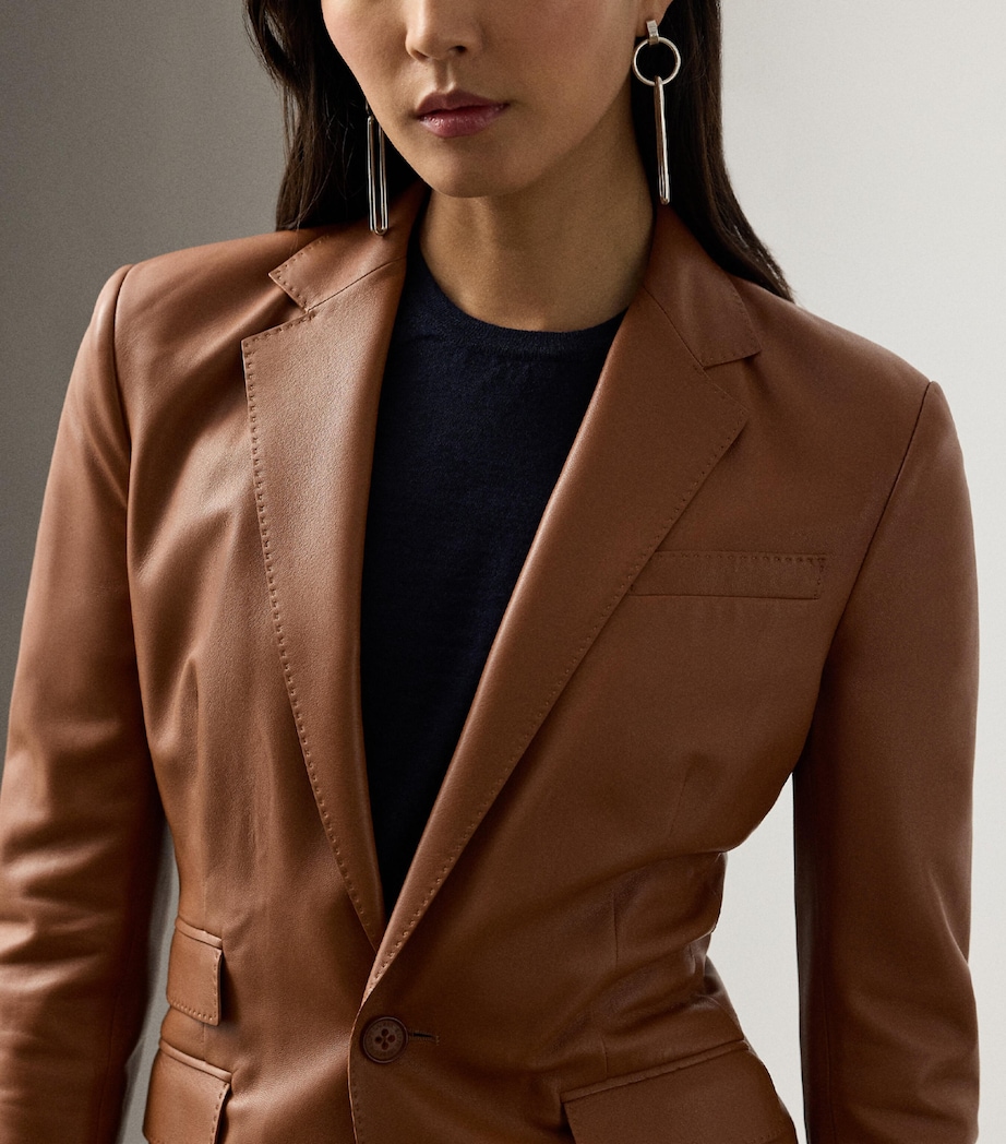 Ralph Lauren Collection Womens Parker Leather Blazer Light/pastel Image 6
