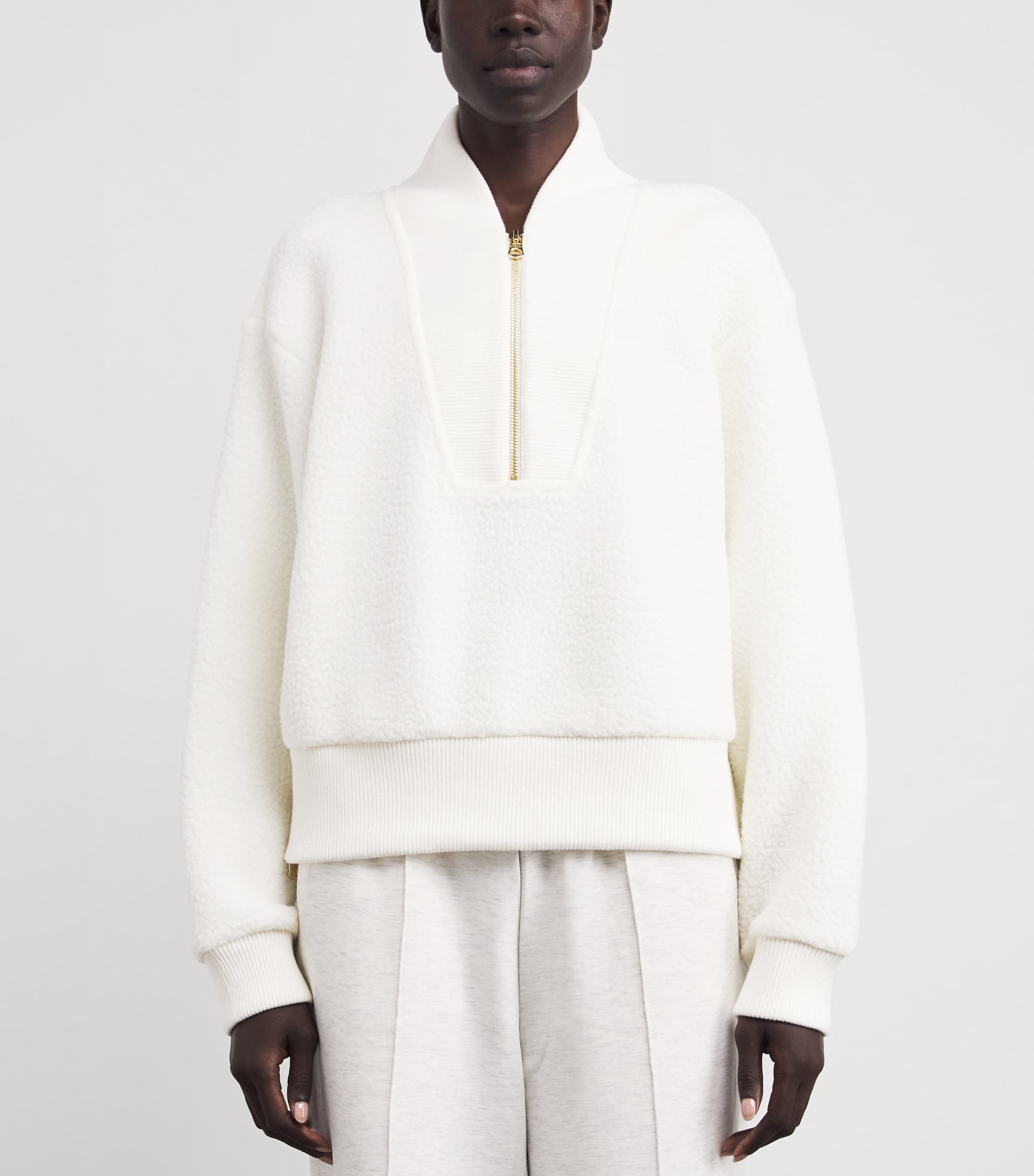 Fleece Mumford Half-Zip Sweatshirt CREAM Image 3