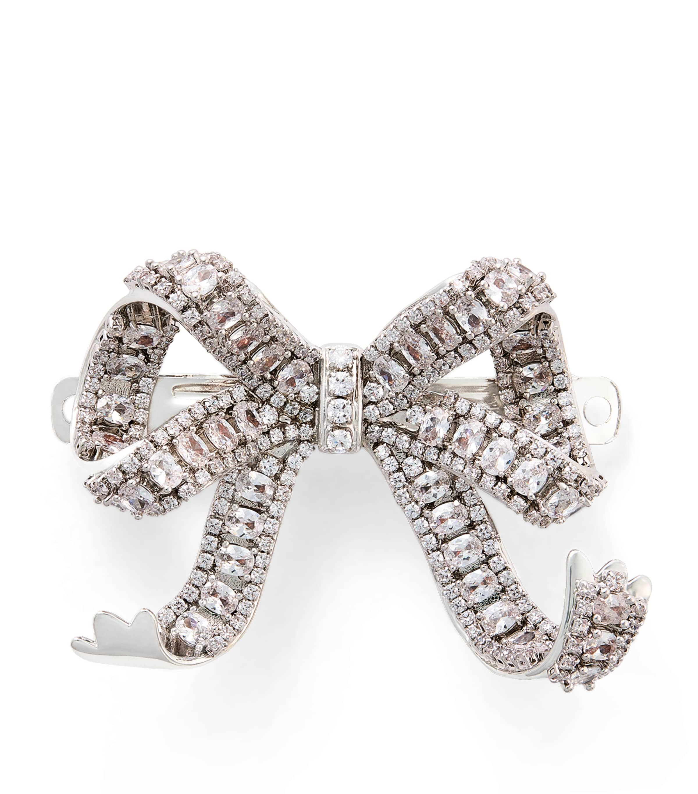 Self-portrait Crystal-embellished Bow Hair Clip In Metallic