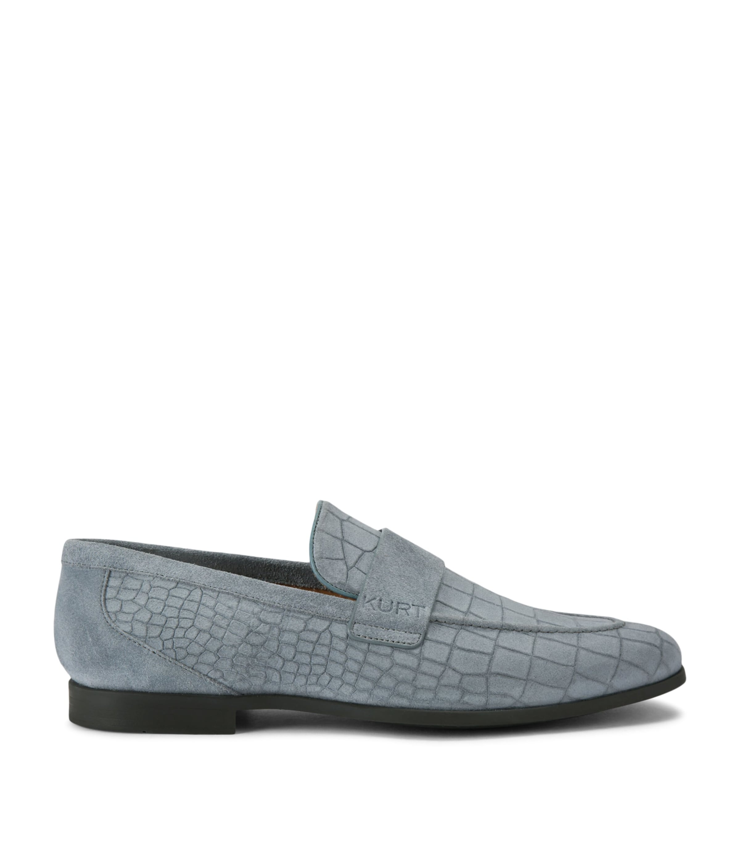 Kurt Geiger London Croc-Embossed Suede Aldgate Flex Loafers Mid Blue Image 1
