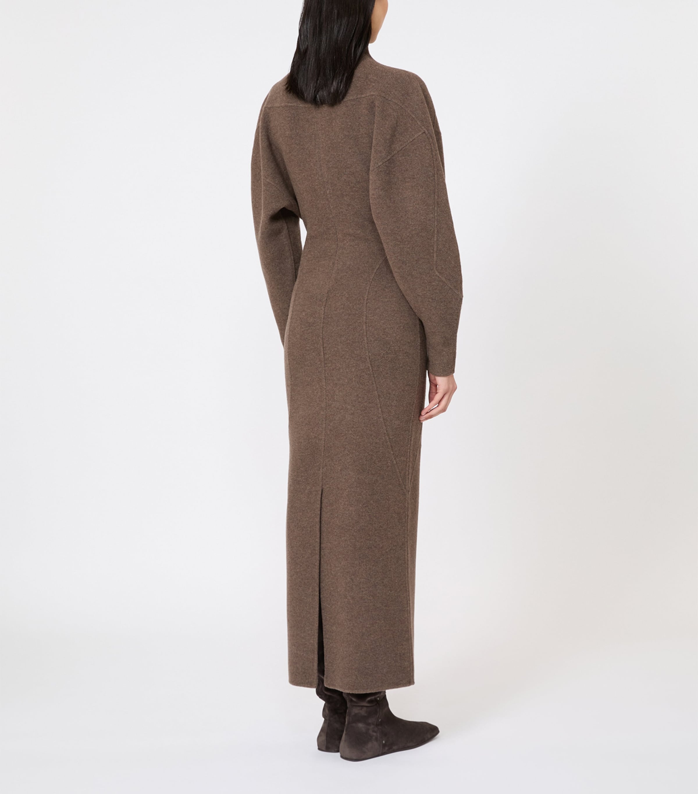 Max Mara Womens Wool-Blend High-Neck Maxi Dress Mud Image 4