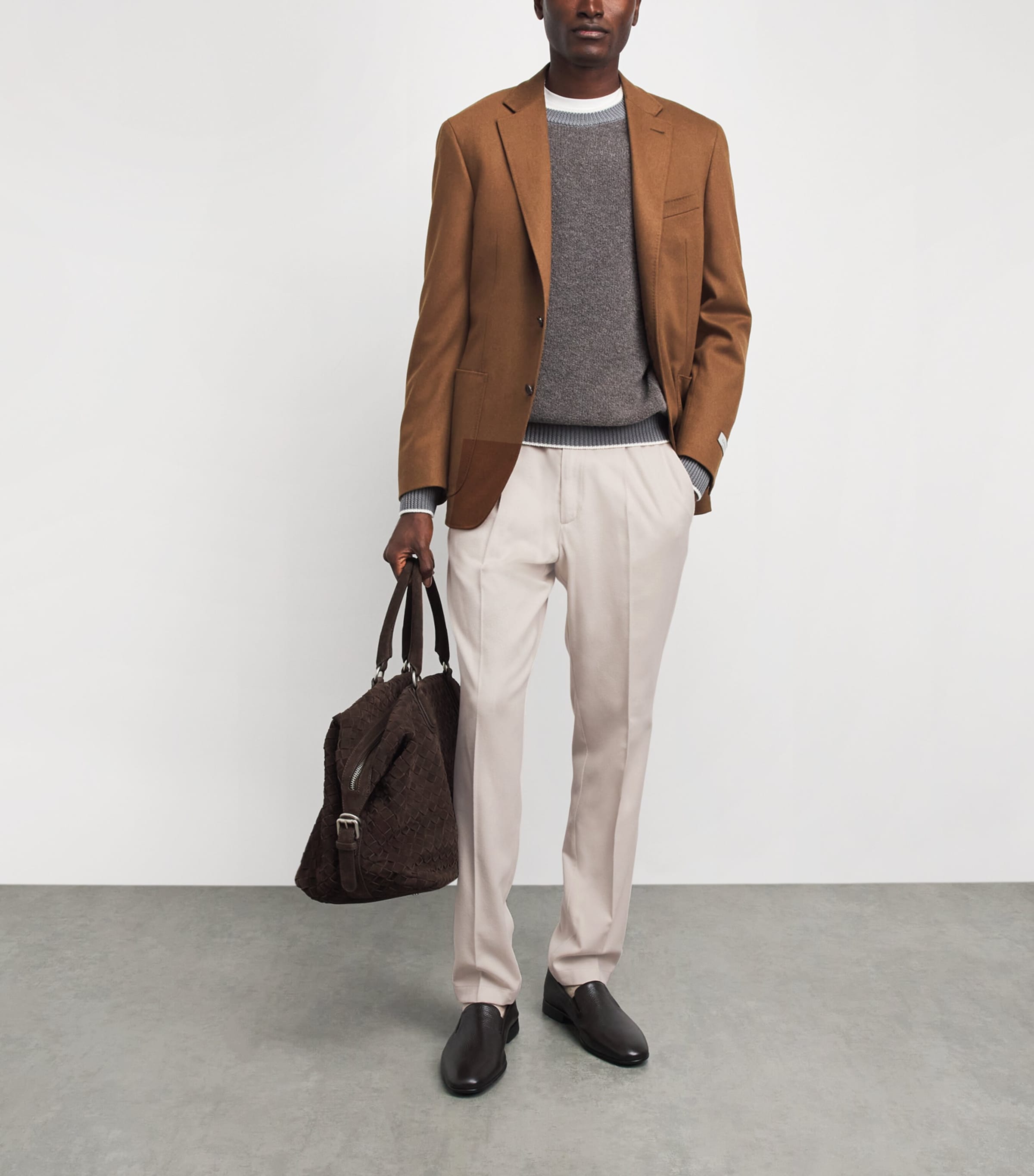 Herno Mens Silk-Cashmere Drawstring Trousers Chantilly Image 2