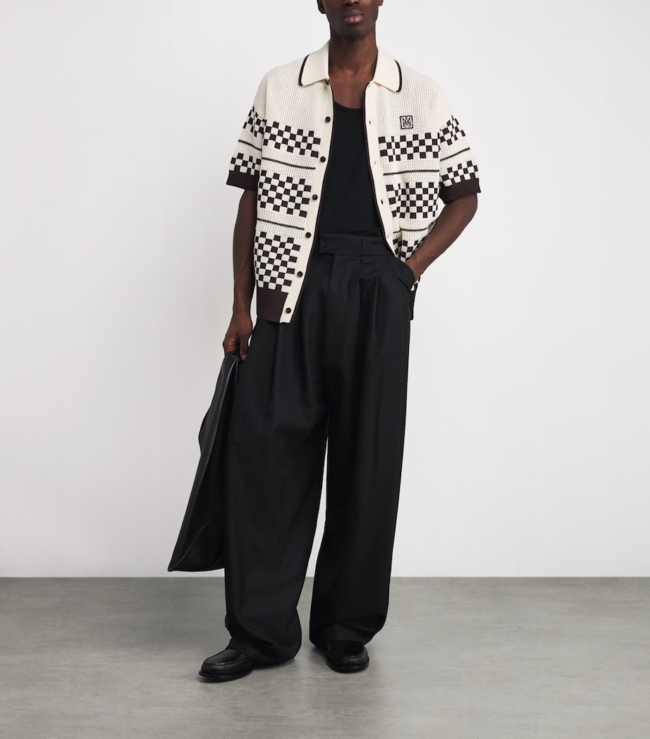 Wool-Blend Mesh Check Shirt ALABASTER Image 2