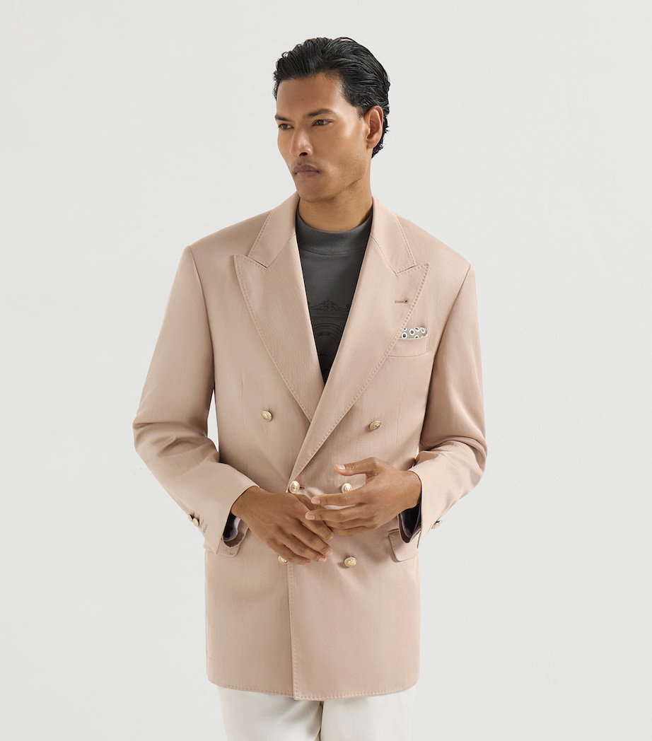 Brunello Cucinelli Mens Silk Délavé and Linen Gabardine Deconstructed Blazer Image 2