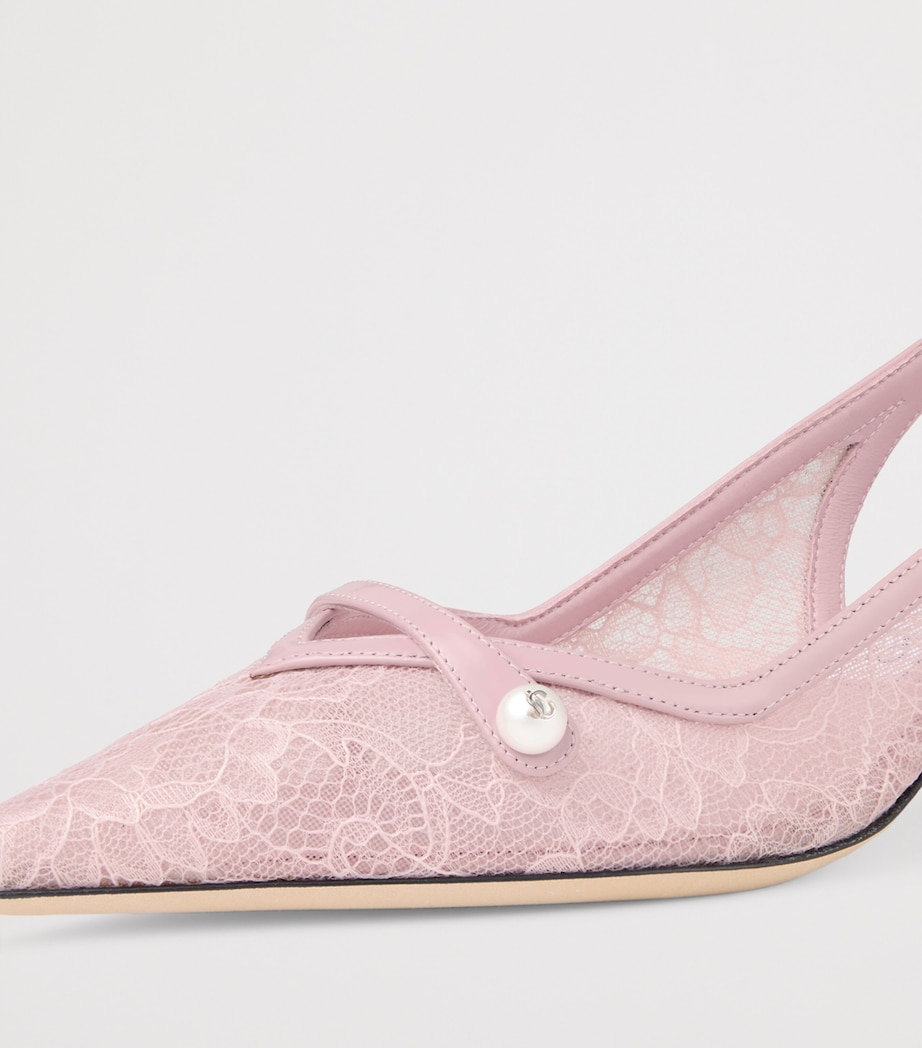 Amita 45 Lace-Leather Slingback Pumps ROSE/ROSE Image 5