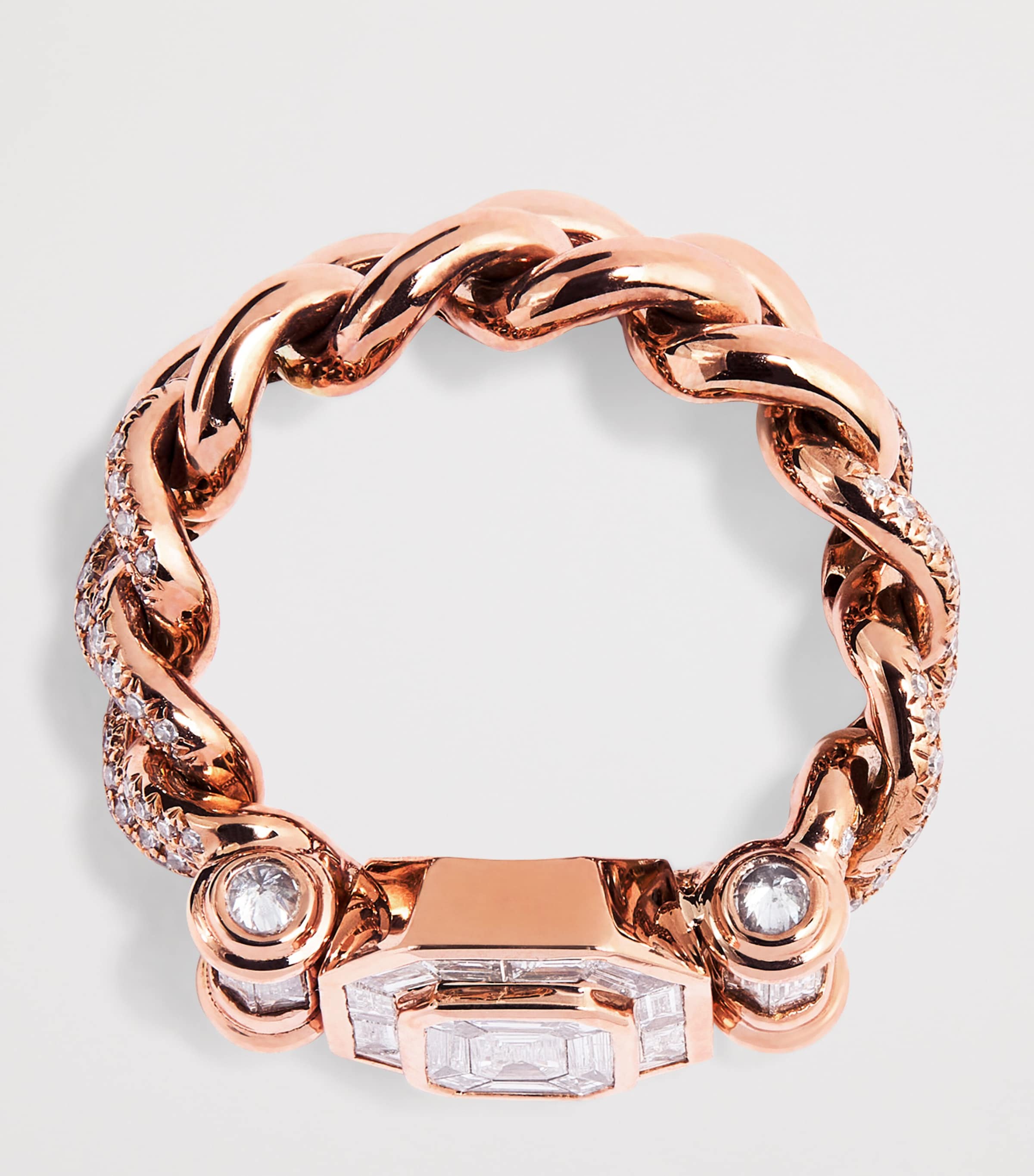 Rose Gold and Diamond Pavé Link Ring ROSE GOLD Image 4