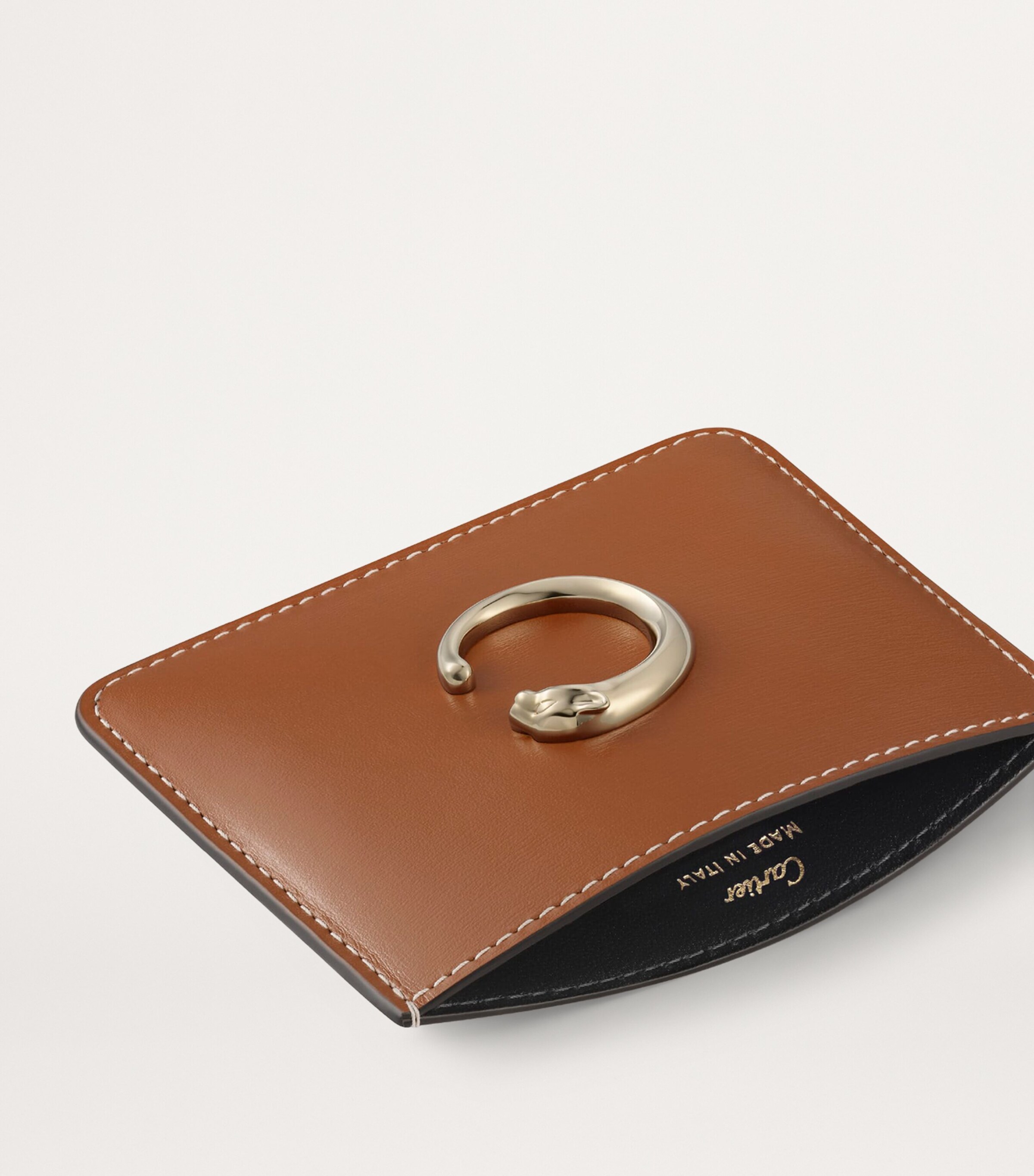 Leather Panthère de Cartier Card Holder CARAMEL Image 5