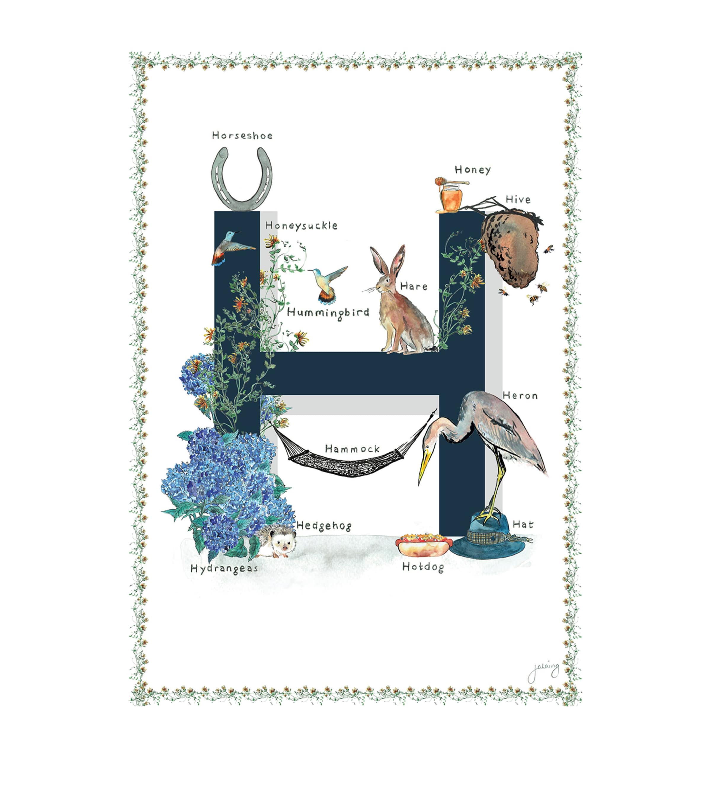 Jo Laing A4 Letter Print In Navy