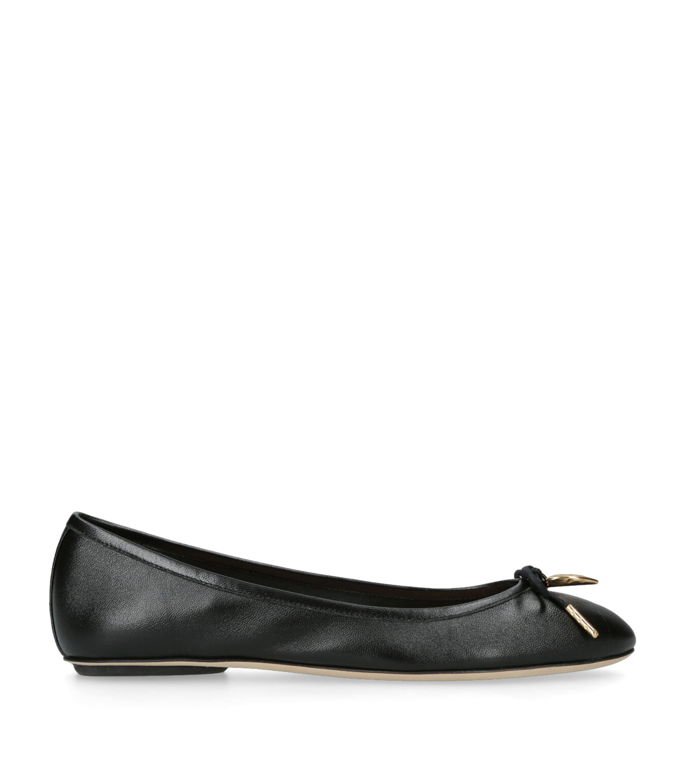 Shop Chloé Leather Iris Ballet Flats In Black