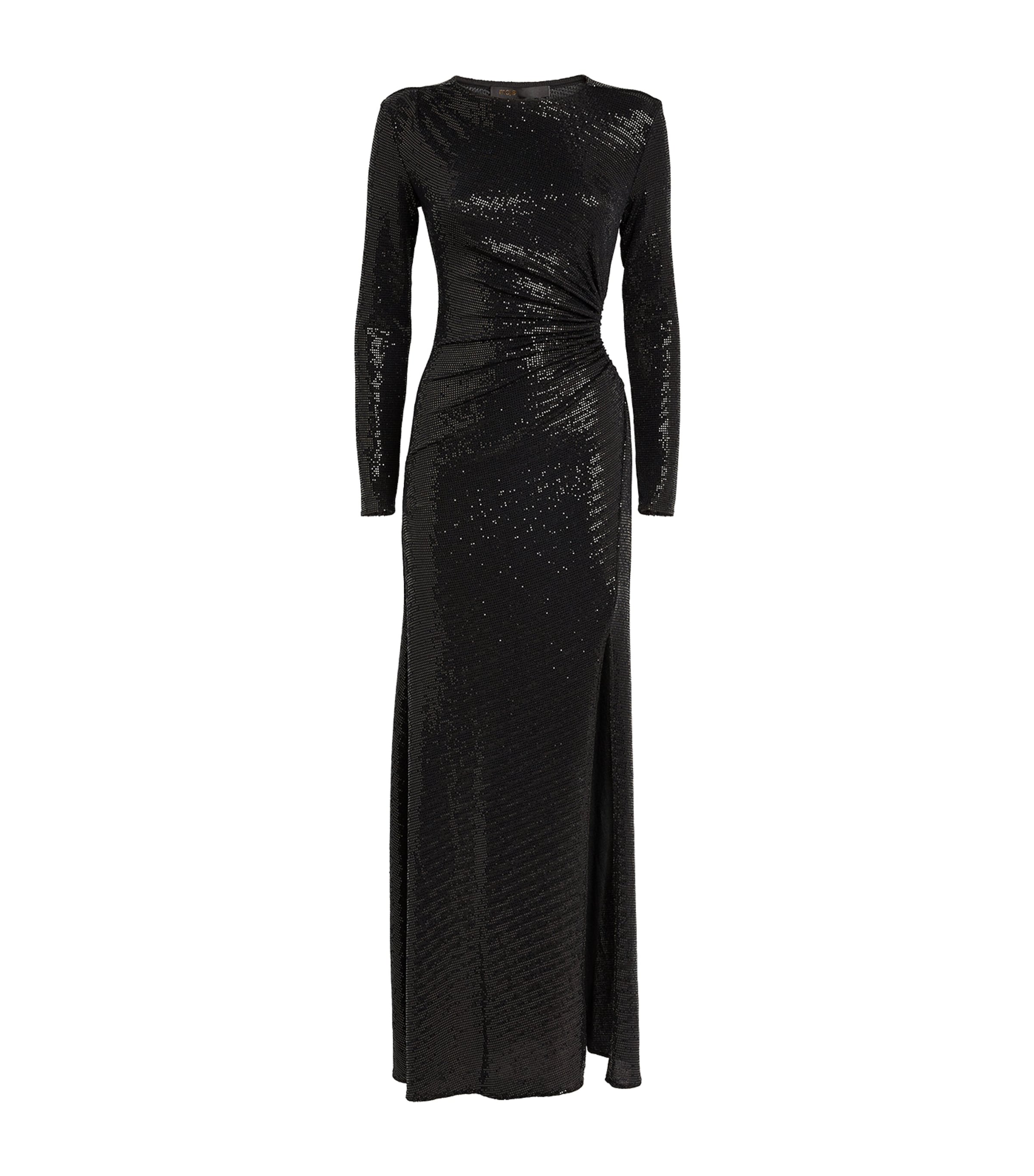 Maje Sequinned Maxi Dress In Black