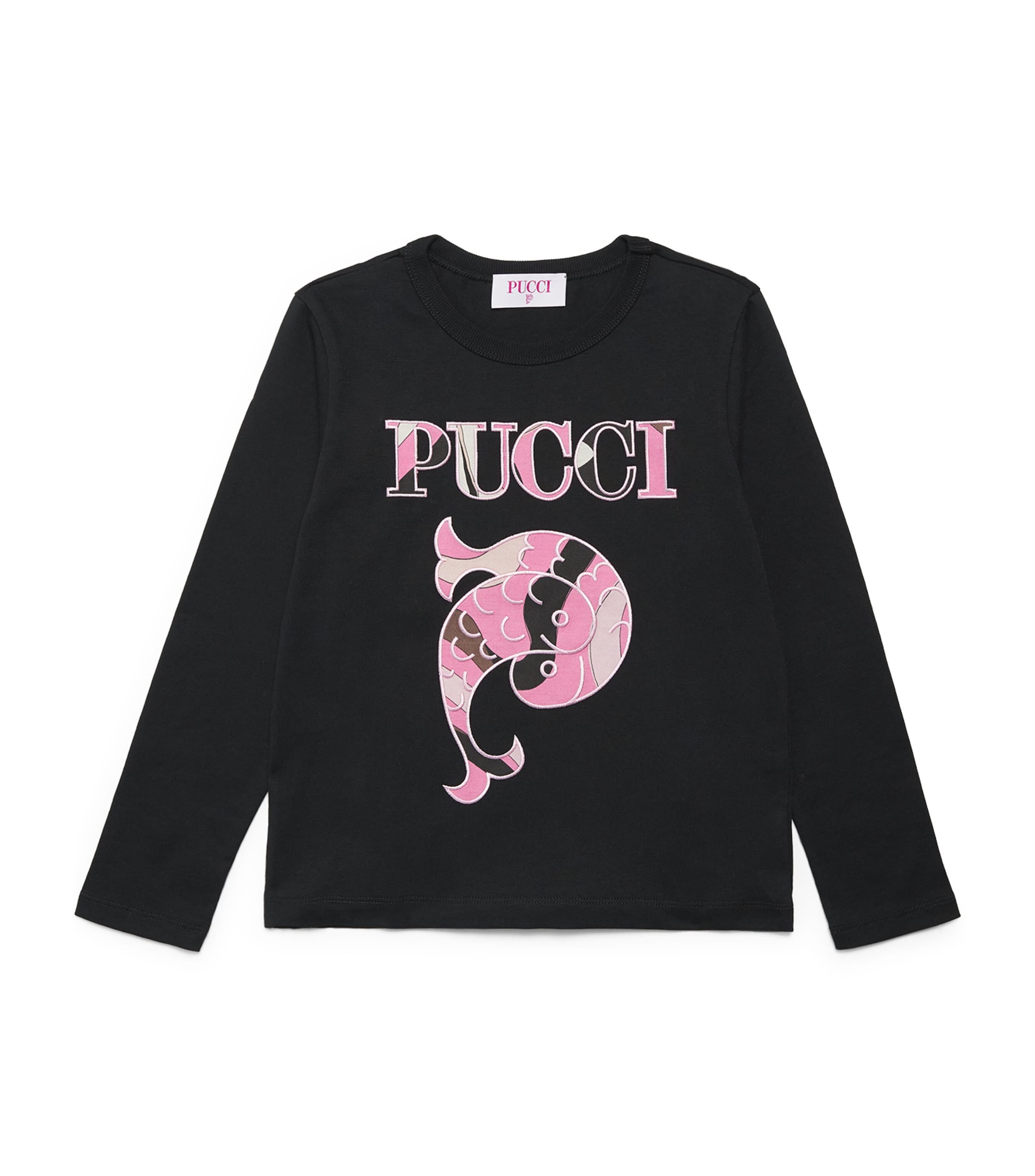 PUCCI Junior Cotton Logo Long-Sleeve T-Shirt (4-14 Years) Black Image 1