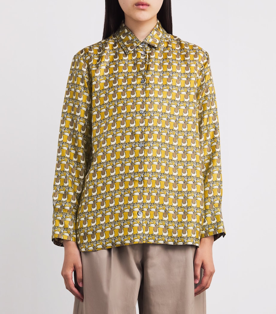 Silk Printed Shirt MUSTARD Image 3