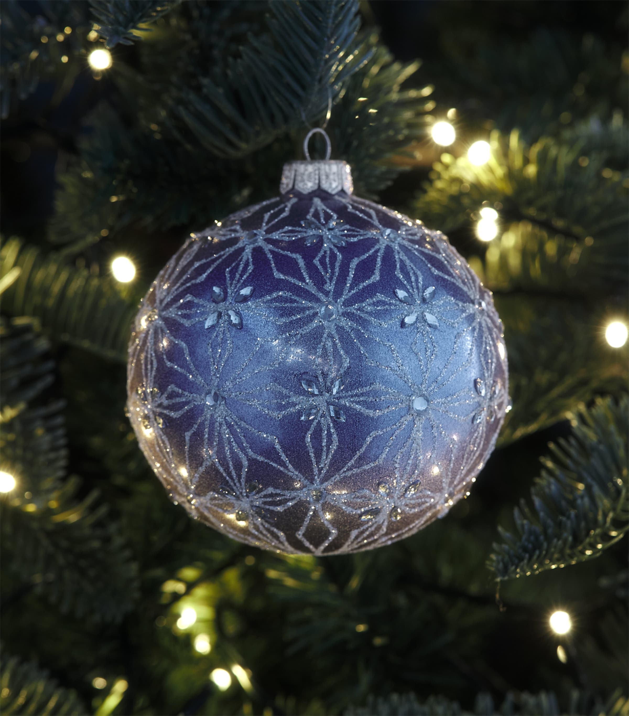 Harrods Glitter Snowflake Bauble Lvendr Mtallic Effct Image 3