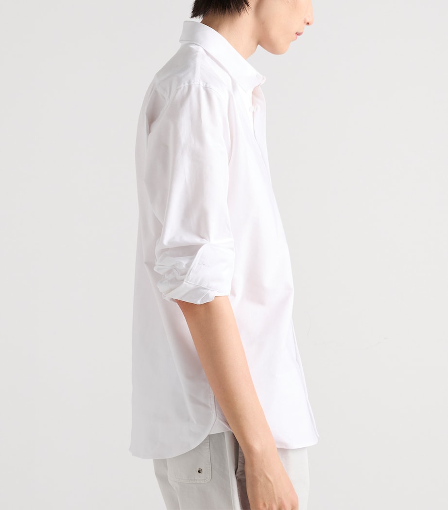 Prada Mens Cotton Embroidered Crest Shirt White Image 3