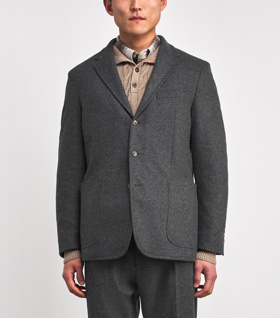 Wool-Blend Flannel Blazer GREY HEATHER Image 3