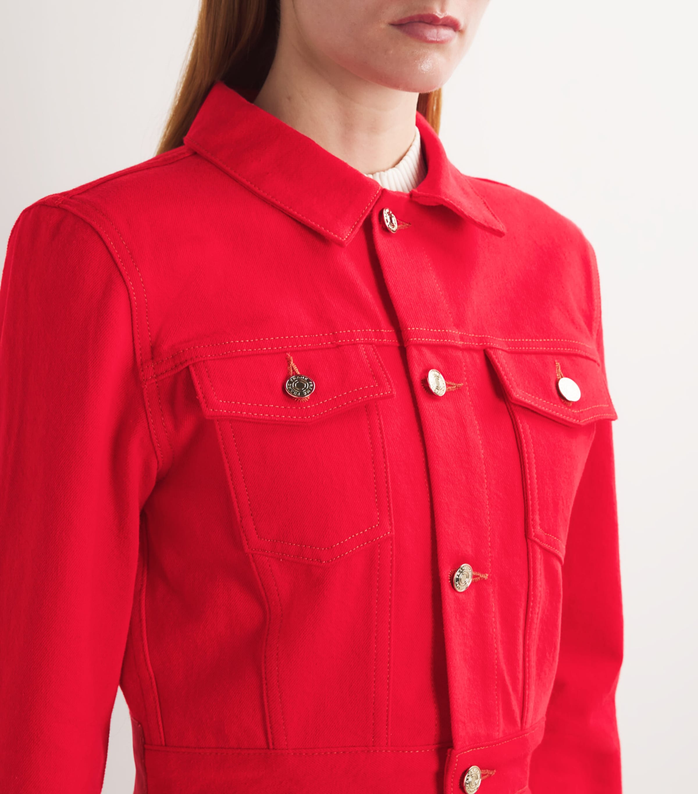x Carolina Herrera Tailored Denim Jacket HERRERA RED Image 6