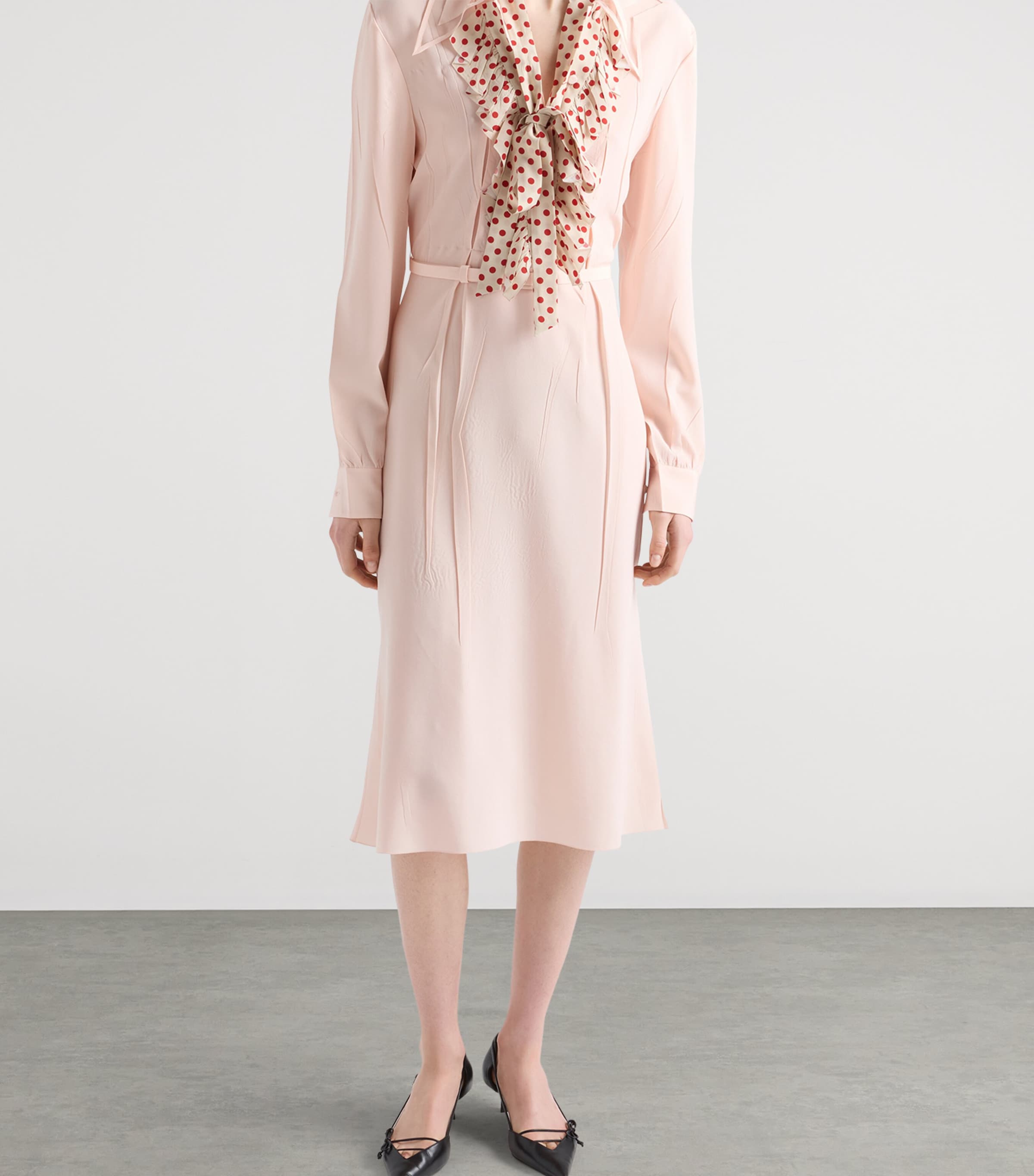 Prada Womens Silk Embroidered Marocain Midi Dress Pink Image 6