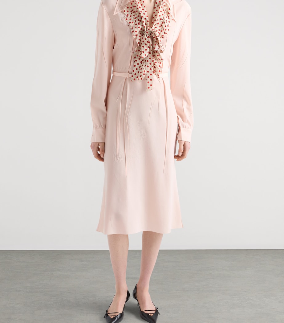 Prada Womens Silk Embroidered Marocain Midi Dress Pink Image 6