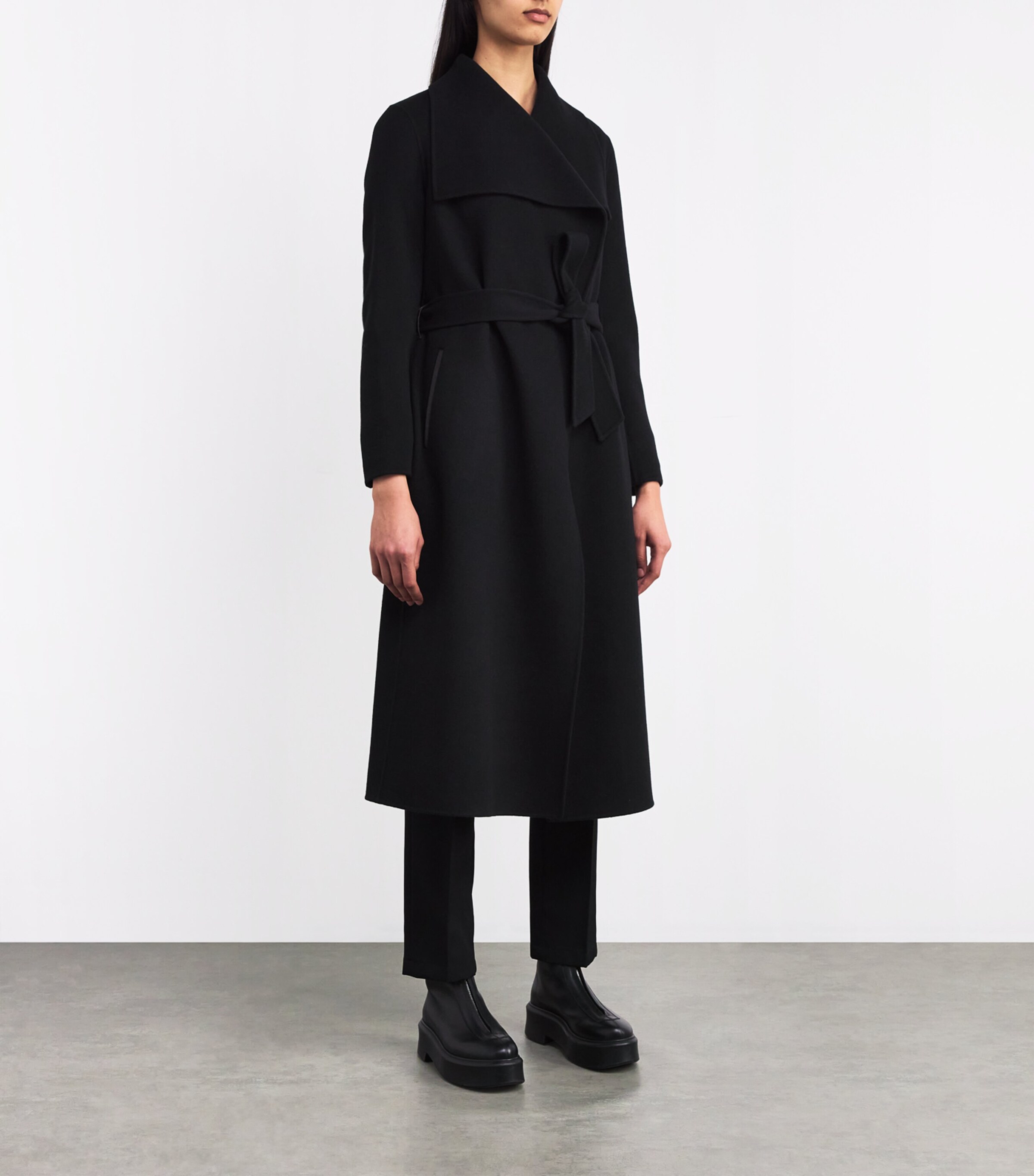 Wool Mai-CN Wrap Coat BLACK Image 3