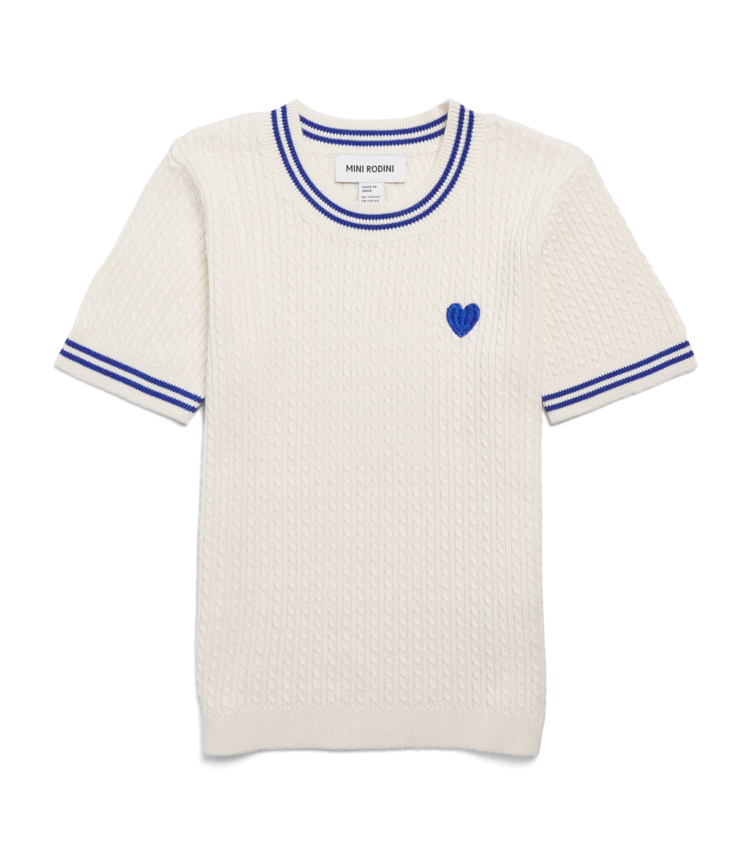 Mini Rodini Organic Cotton Cable-Knit Top (3-11 Years) White Image 1