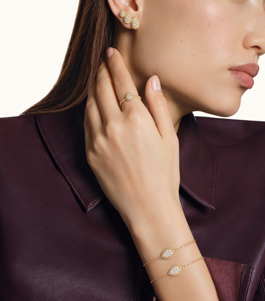 Extra Small Yellow Gold and Diamond Serpent Bohème Motif Earrings GOLD Image 2