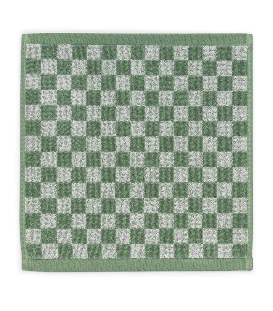BAINA Check Quill Facecloth (30cm x 30cm) Sage Image 2