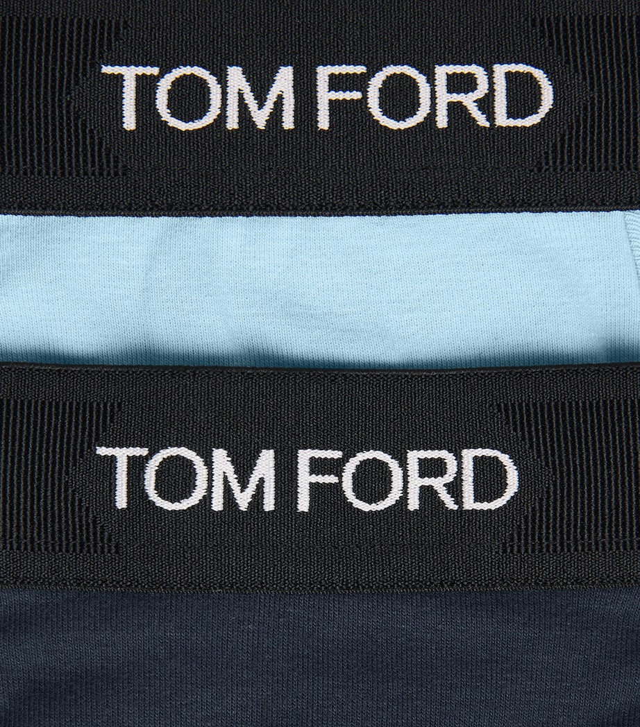TOM FORD Mens Stretch-Cotton Logo Boxers (Pack of 2) Navy/aqua Image 5