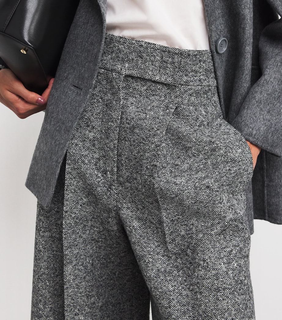 Wool-Silk Tweed Trousers WHITE BLACK Image 6