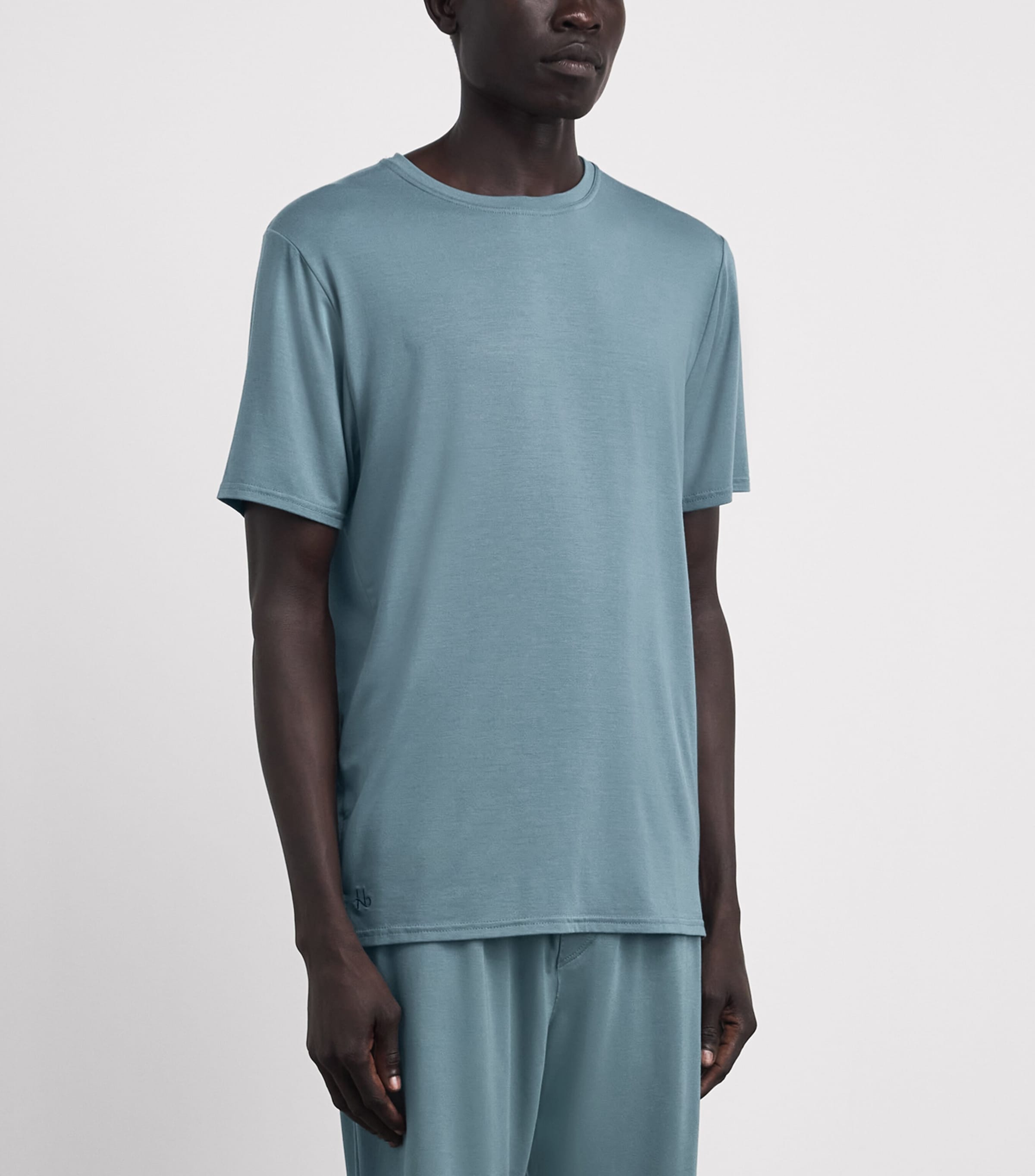 Homebody Mens Stretch-Modal Lounge T-Shirt Teal Mist Image 4