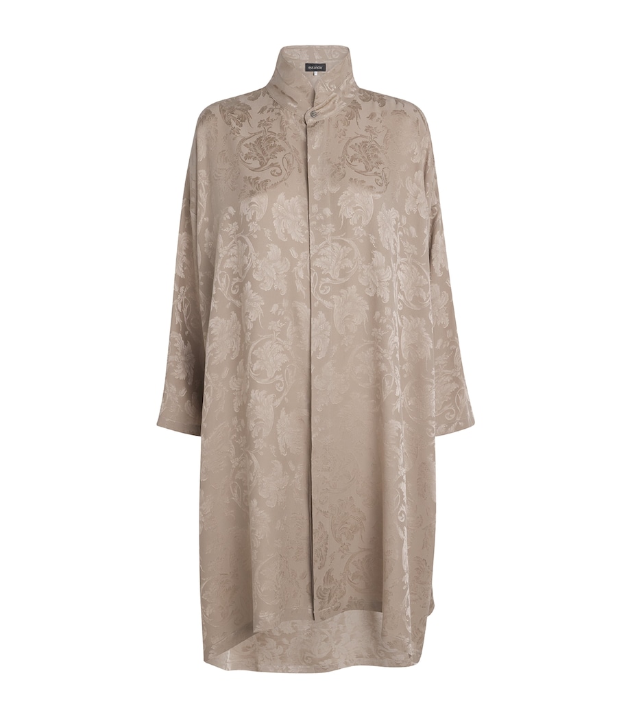 Eskandar Womens Silk Double-Stand Collar Shirt Stone Image 1
