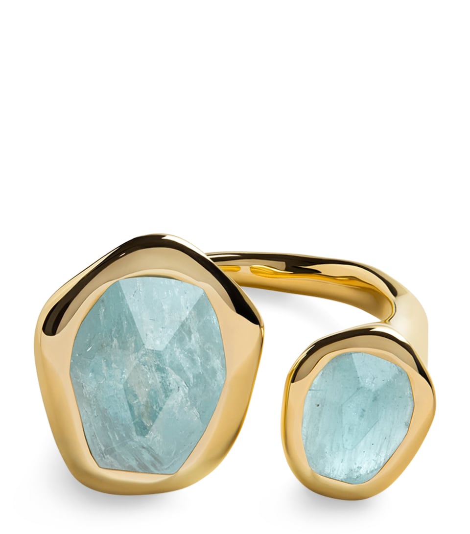 Monica Vinader Gold Vermeil and Aquamarine Odyssey Open Ring Gold Vermeil